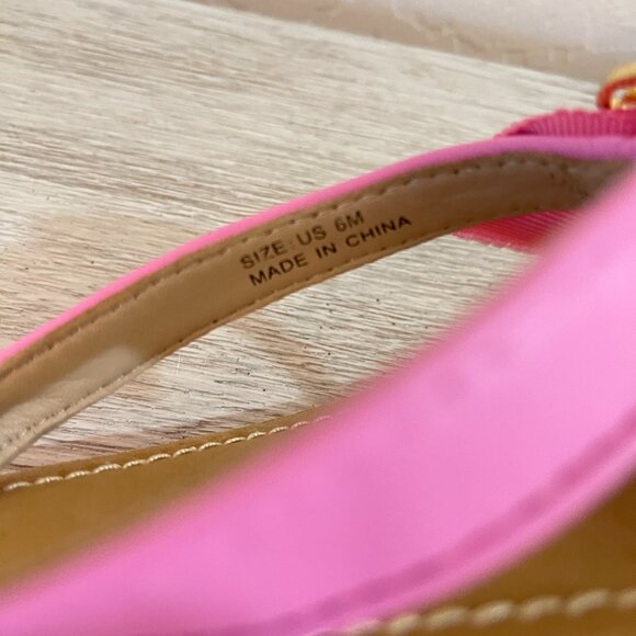 Kate Spade Sandals 6 Ida Pink Ribbon Gold Logo Flip Flops - Picture 9 of 10
